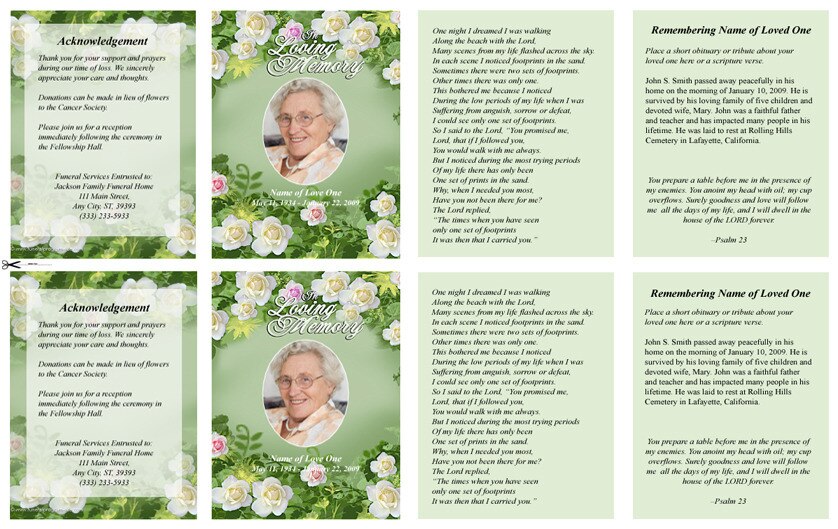 Garden Small Memorial Card Template.