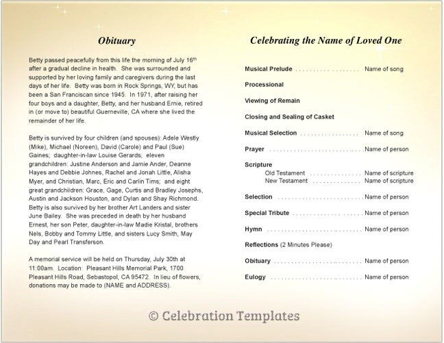 Crossing Funeral Program Template.