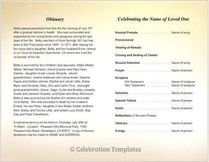 Crossing Funeral Program Template.