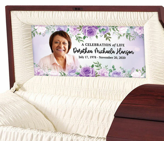 Custom Casket Panel Insert - Floral Border Design.