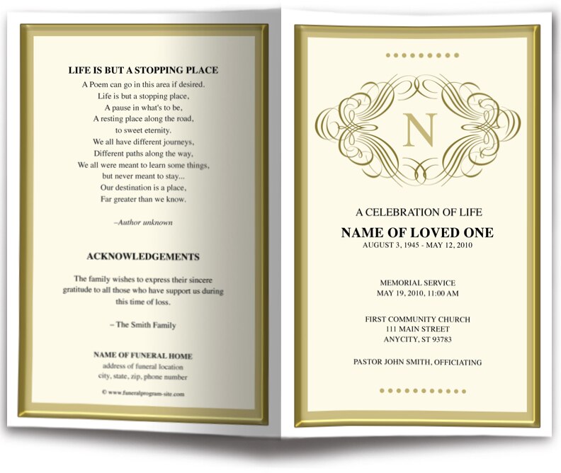 Signature Funeral Monogram Template | Funeral Programs – Funeral ...