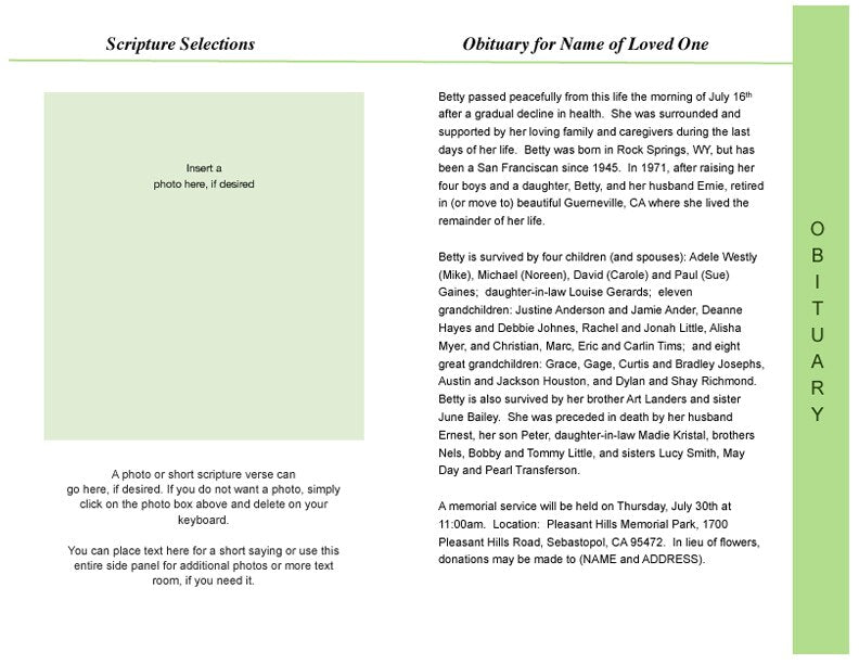 Graceful 8-Sided Graduated Program Template.
