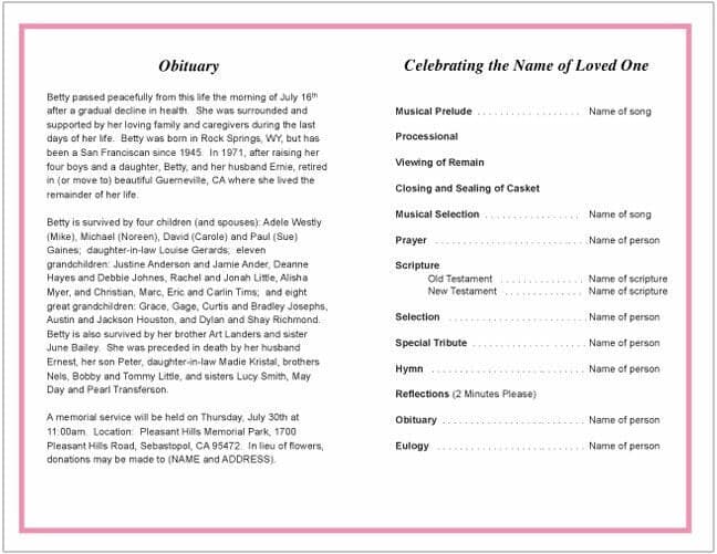 Gradient Funeral Program Template.