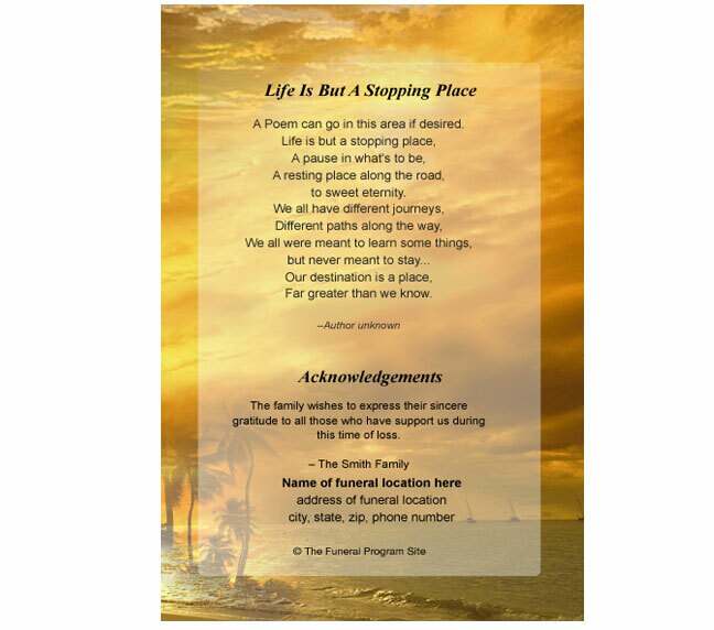 Island 8-Sided Funeral Graduated Program Template.