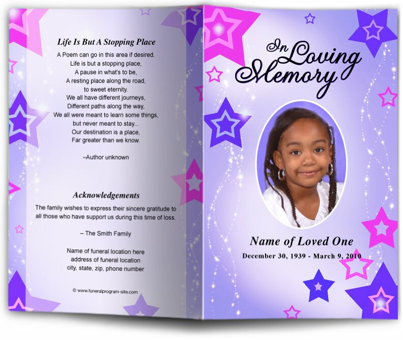 Starry Funeral Program Template.