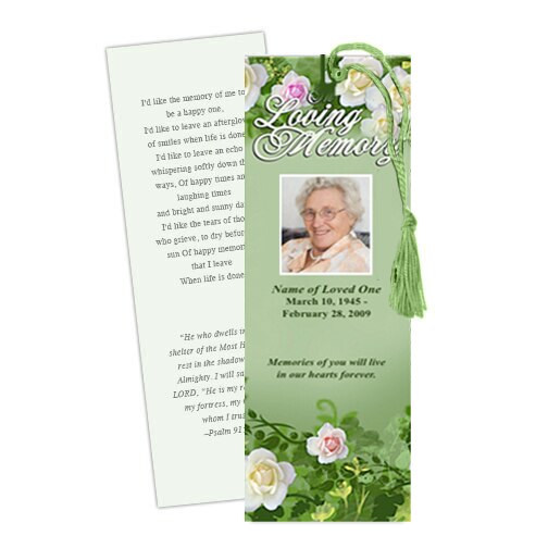 Garden Memorial Bookmark Template.