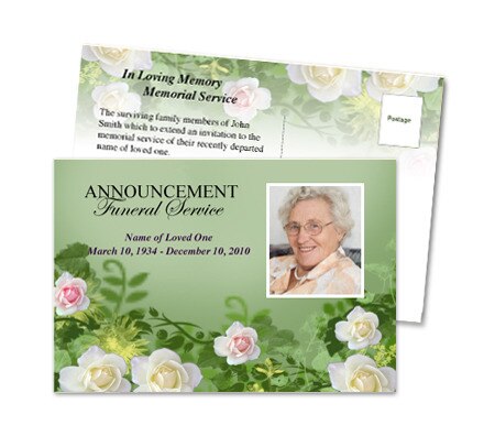 Garden Funeral Announcement Postcard Template.