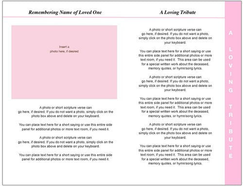 Petals 8-Sided Funeral Graduated Program Template.