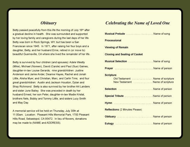 Grande Funeral Program Template.