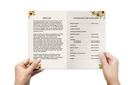 Black Eyed Susan Watercolor Funeral Program Template.
