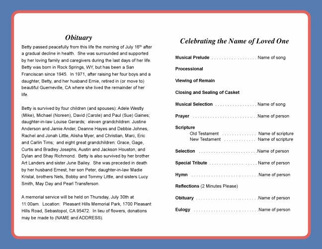 Army Funeral Program Template.
