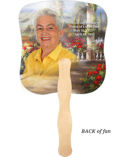 Tuscany Cardstock Memorial Fan With Wooden Handle (Pack of 10).
