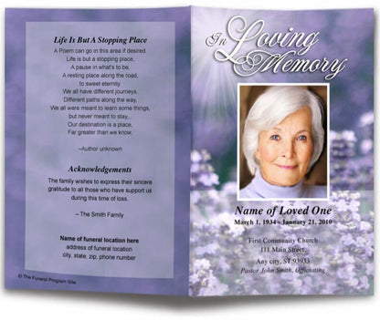 Lilac Funeral Program Template.