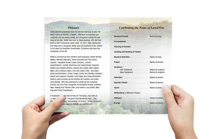 Hilltop Funeral Program Template.