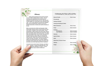 White Lilies Funeral Program Template.