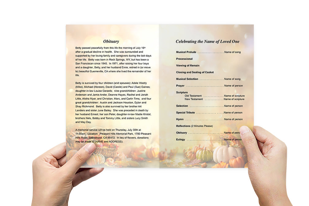 Thanksgiving Funeral Program Template