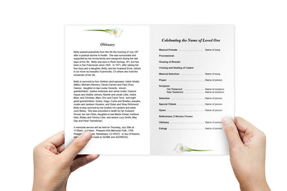 White Lily Funeral Program Template.