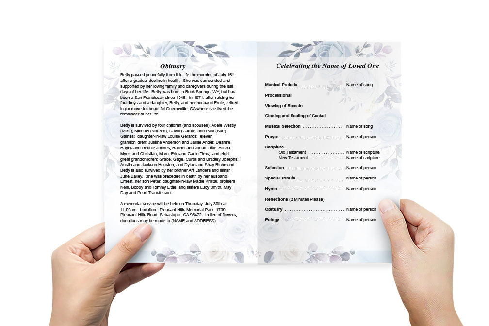 Azure Funeral Program Template.