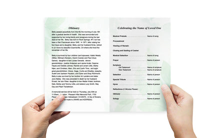 Green Leaf Funeral Program Template.