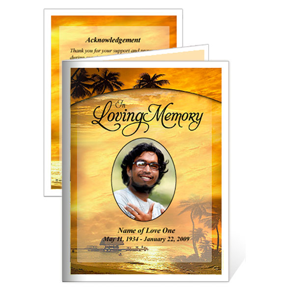 Island Small Memorial Card Template.