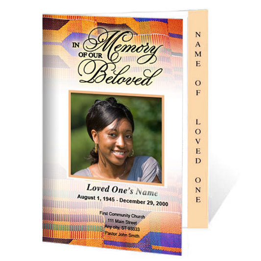 Kente 4-Sided Graduated Funeral Program Template.