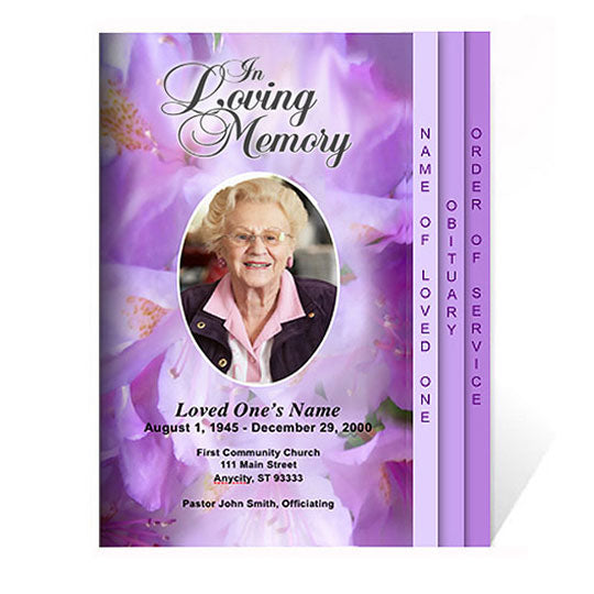 Lavender 8-Sided Funeral Graduated Program Template.
