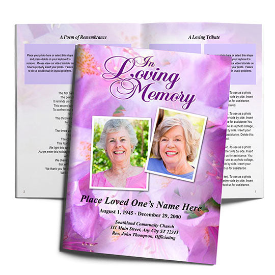 Lavender Funeral Booklet Template.