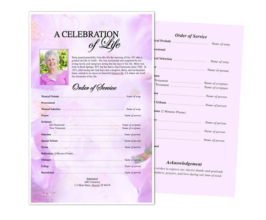 Lavender Funeral Flyer Template.