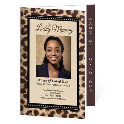 Leopard 4-Sided Graduated Funeral Program Template.