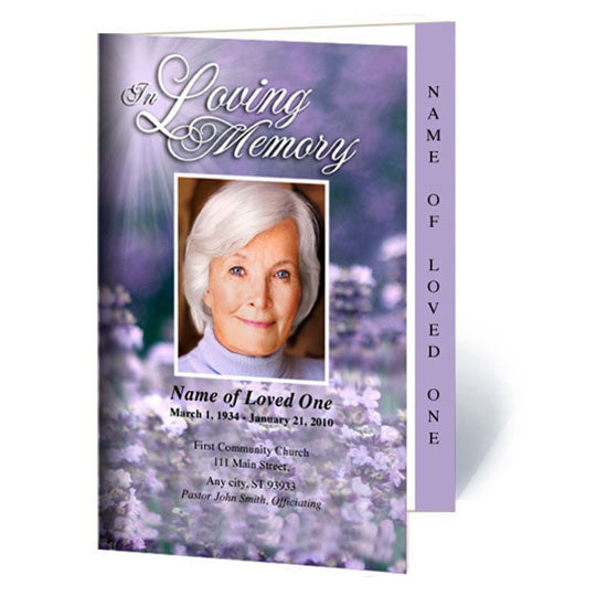 Lilac 4-Sided Graduated Funeral Program Template.