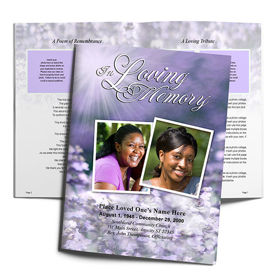 Lilac Funeral Booklet Template.