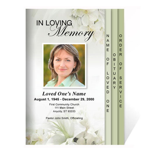 Lily 8-Sided Funeral Graduated Program Template.