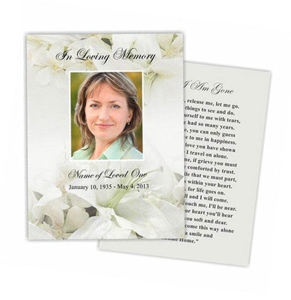 Lily Small Memorial Card Template.