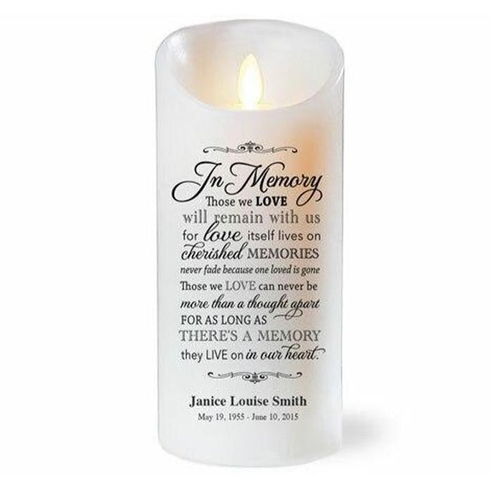 In Memory Dancing Wick LED Personalized Memorial Candle.
