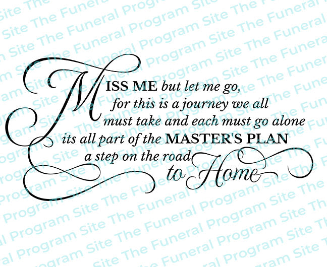 Miss Me But Let Me Go Funeral Poem Word Art Design – Funeral Program ...