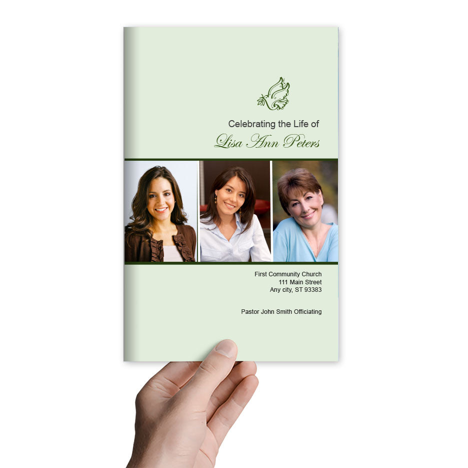 Modern Dove Funeral Program Template.