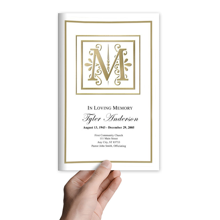 Funeral Gold M Monogram Template | Funeral Programs – Funeral Program ...