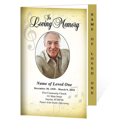 Musical 4-Sided Graduated Funeral Program Template.