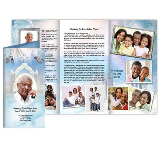 Open Arms Funeral Brochure Tri Fold Template.