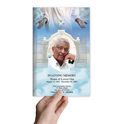 Open Arms Funeral Program Template.