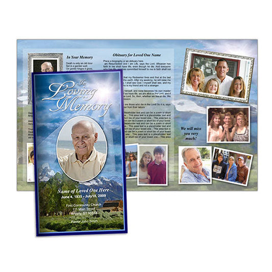 Outdoor TriFold Funeral Brochure Template.