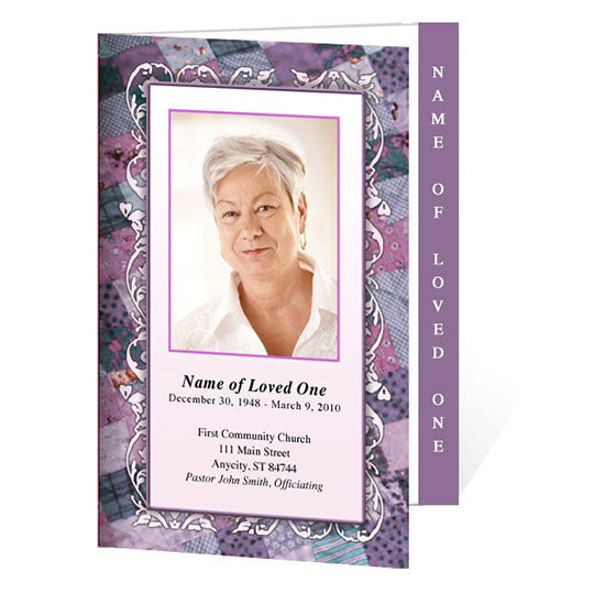 Patchwork 4-Sided Graduated Funeral Program Template.