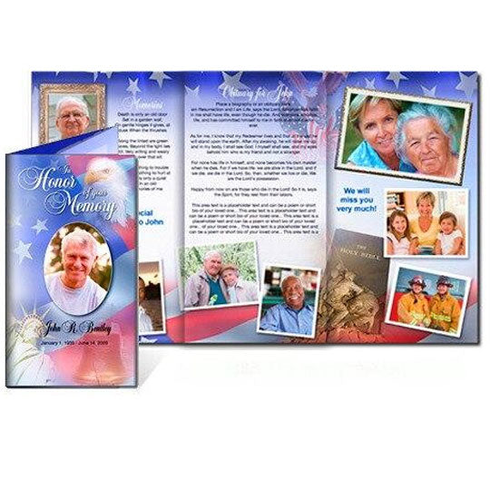 Patriot TriFold Funeral Brochure Template.