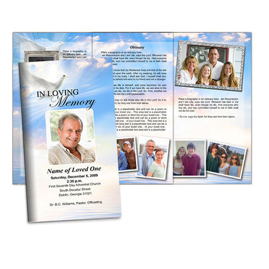 Peace Trifold Funeral Brochure Template.