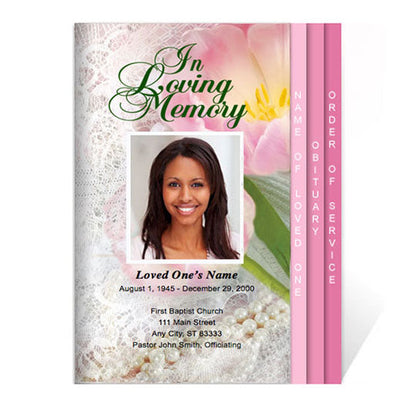 Pearls 8-Sided Funeral Graduated Program Template.