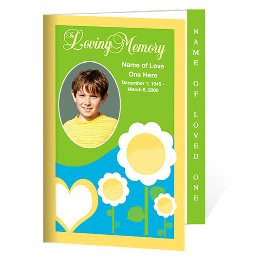 Playful 4-Sided Graduated Funeral Program Template.
