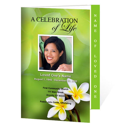 Plumeria 4-Sided Graduated Funeral Program Template.