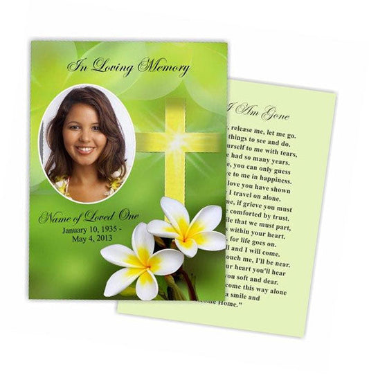 Plumeria Small Memorial Card Template.