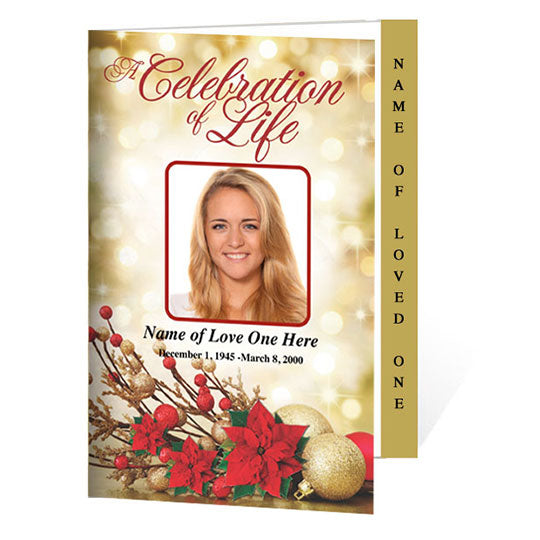 Poinsettia 4-Sided Graduated Funeral Program Template.