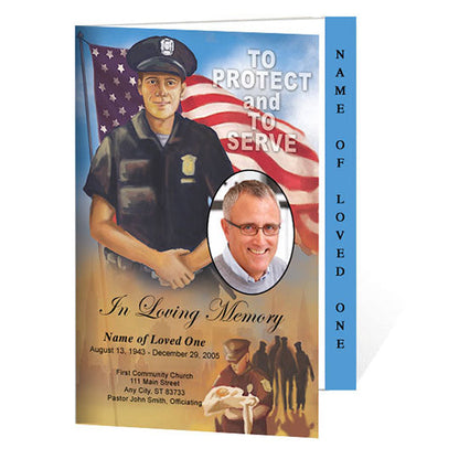 Policeman 4-Sided Graduated Funeral Program Template.